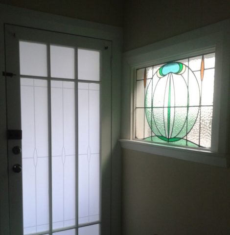 Custom frosted film design.