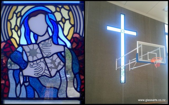 Stained glass feature - Paul Keane Gymnasium, St Mary's College - Auckland.